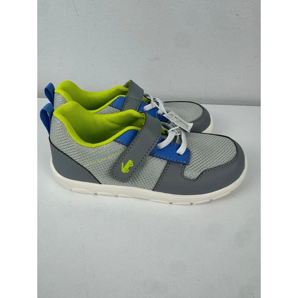 See Kai Run Basics Tenny Gray Blue Lime Green Mesh Sneakers Boys Size 12 NEW